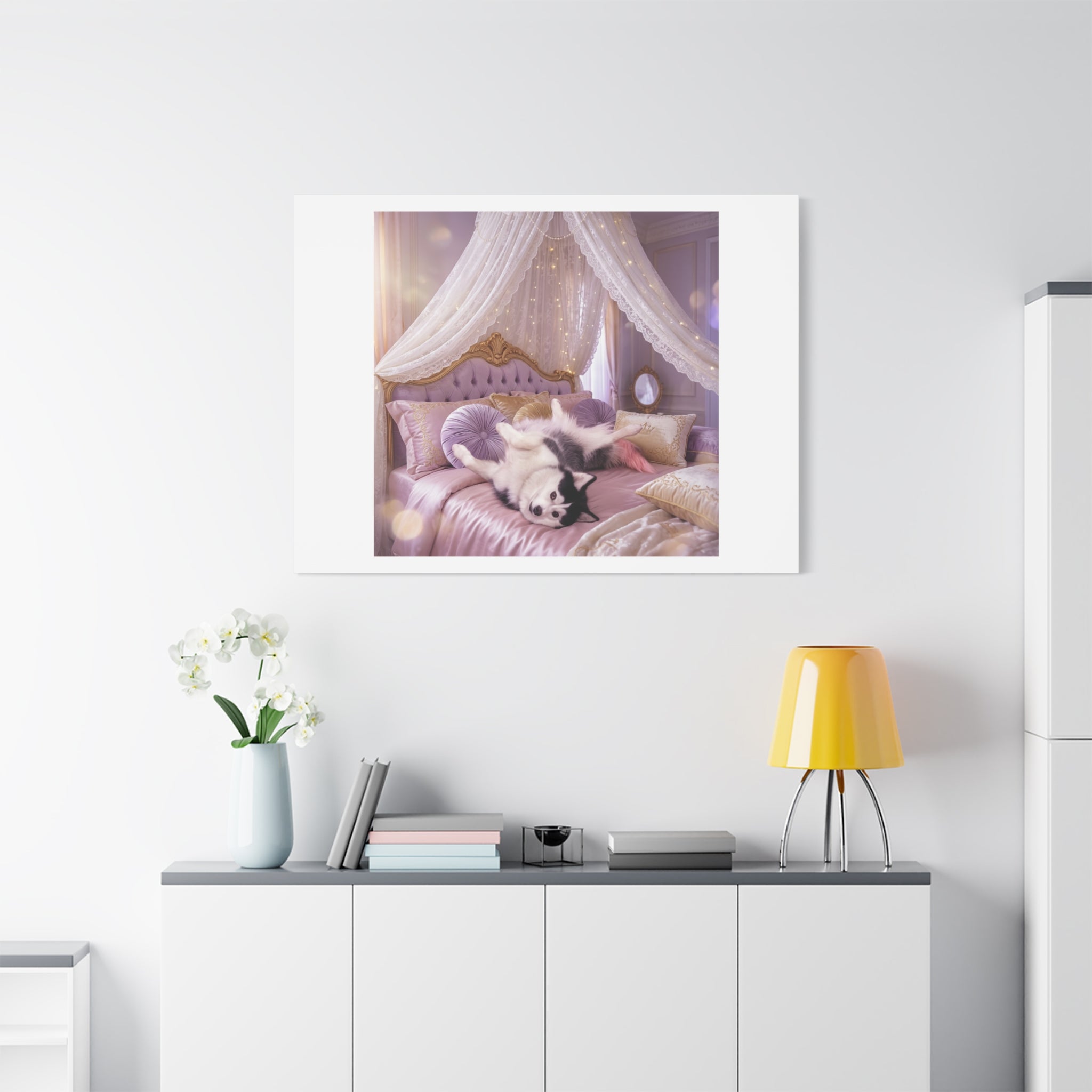 GROWING UP GIGI ROYAL NAP JUST SHOWS THE LOVELY CRAZY POMSKY AT HER BEST. — Cozy Purple Canopy Bedroom Wall Art
