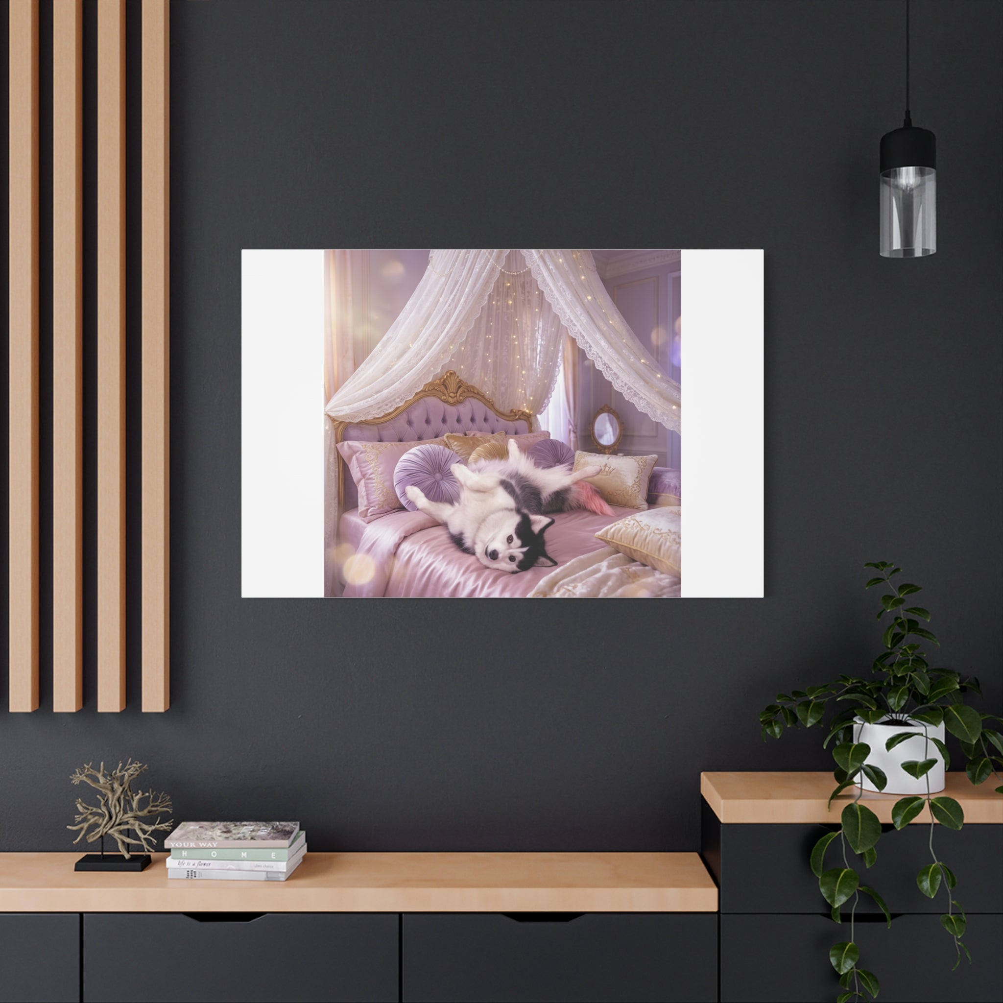 GROWING UP GIGI ROYAL NAP JUST SHOWS THE LOVELY CRAZY POMSKY AT HER BEST. — Cozy Purple Canopy Bedroom Wall Art
