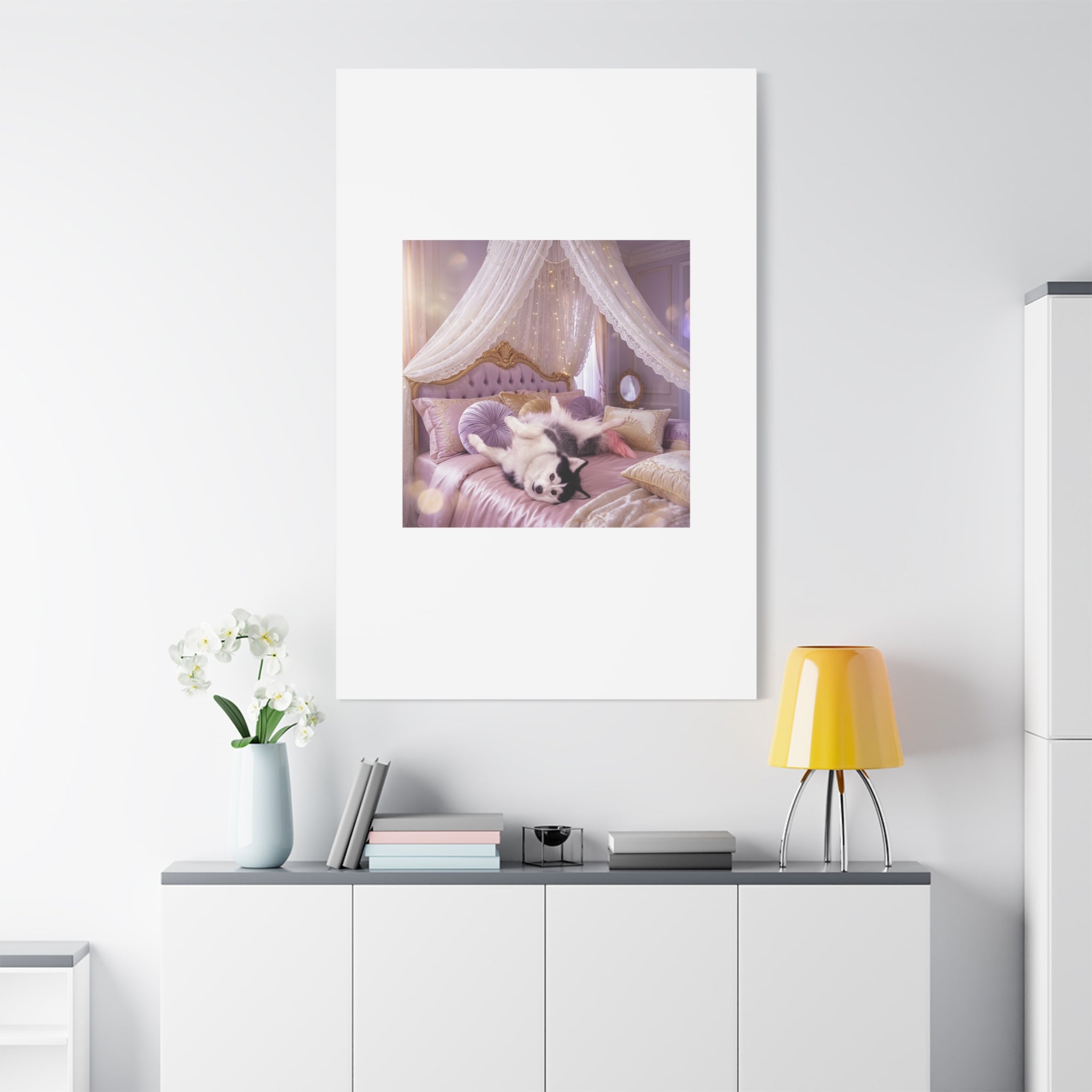 GROWING UP GIGI ROYAL NAP JUST SHOWS THE LOVELY CRAZY POMSKY AT HER BEST. — Cozy Purple Canopy Bedroom Wall Art